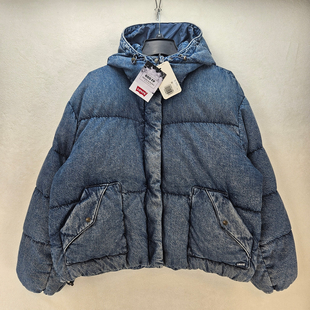 LEVI'S WOMEN'S XL WESTERN BUBBLE SHORTIE PUFFER JACKET NWT 600 FILL POWER