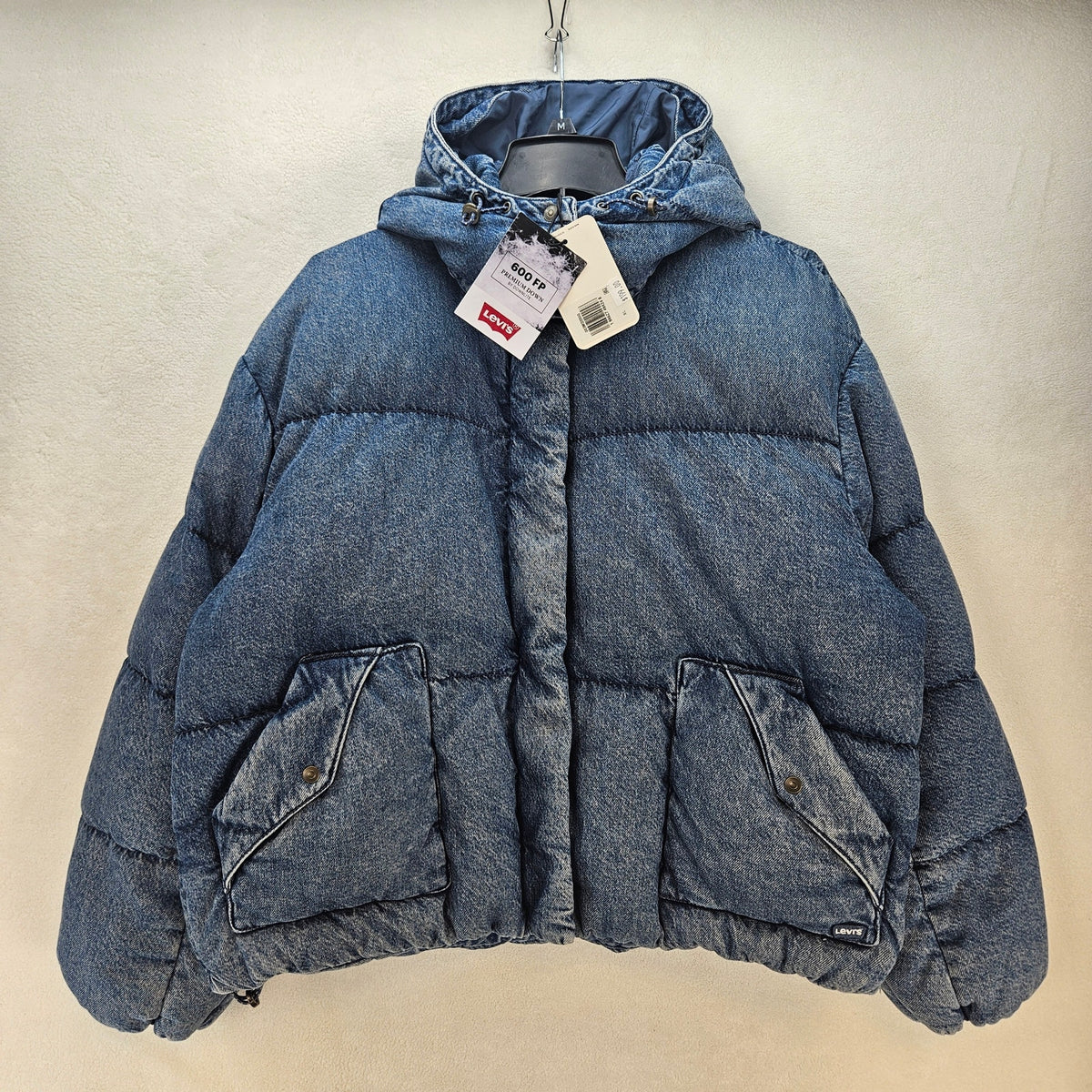 LEVI'S WOMEN'S XL WESTERN BUBBLE SHORTIE PUFFER JACKET NWT 600 FILL POWER