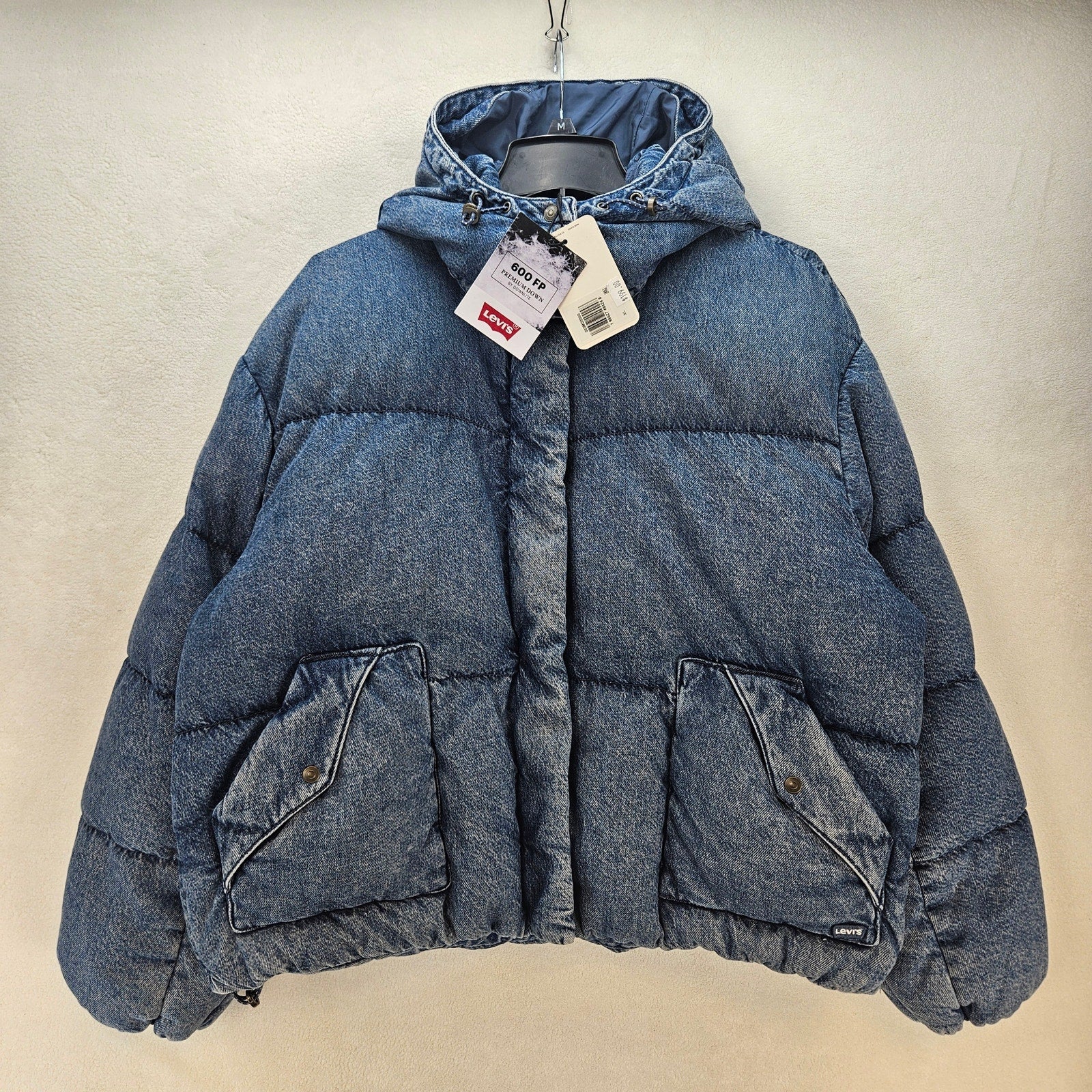 LEVI'S WOMEN'S XL WESTERN BUBBLE SHORTIE PUFFER JACKET NWT 600 FILL POWER