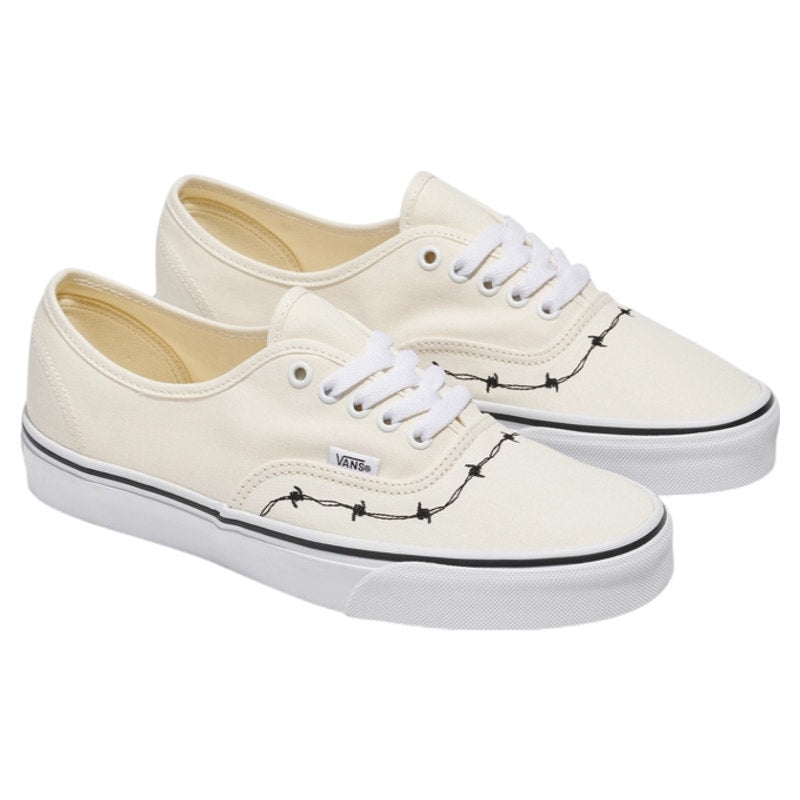 VANS MEN'S 7.5 AUTHENTIC BARBED WHITE LOW TOP CANVAS SNEAKER NIB