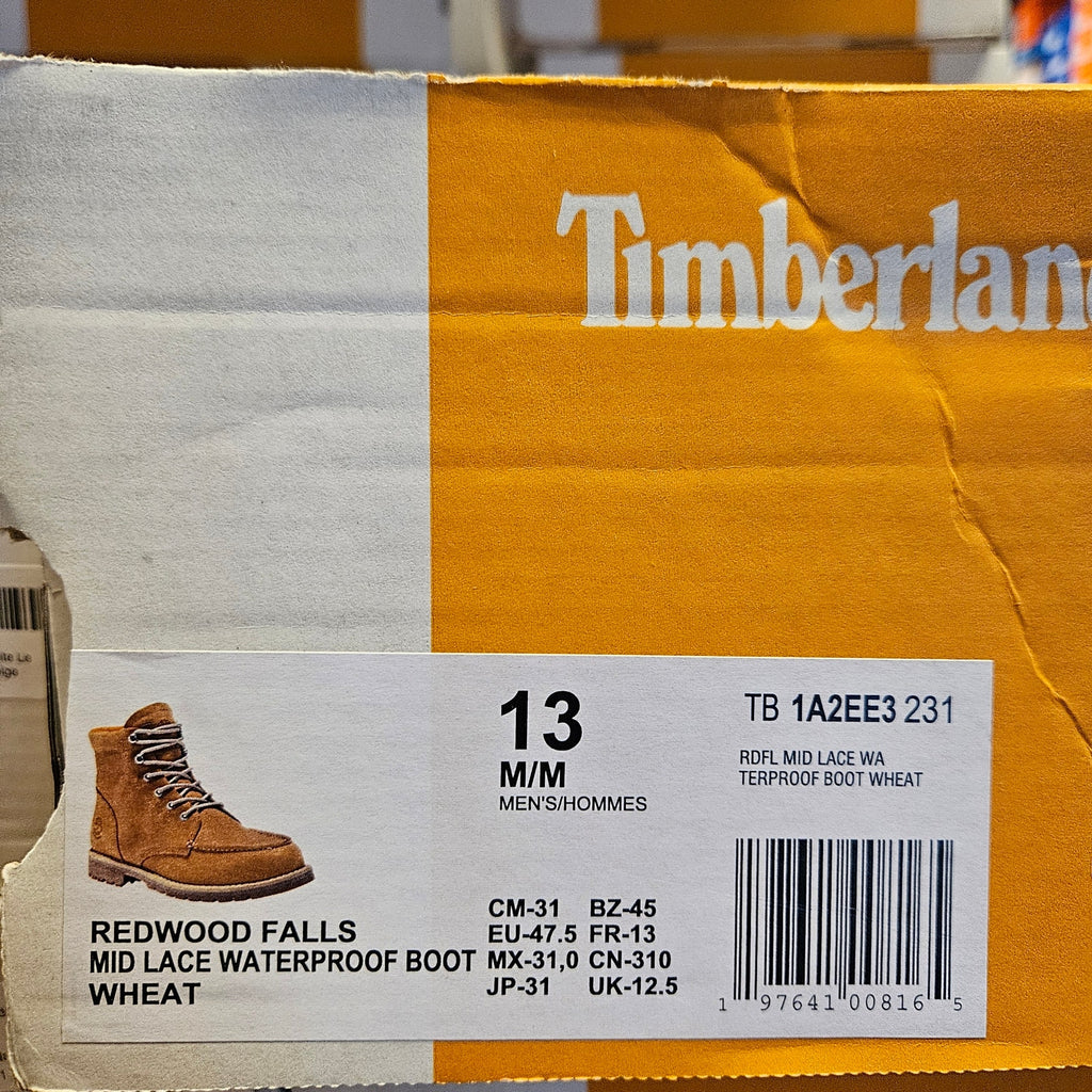 TIMBERLAND MEN'S 13 REDWOOD FALLS MID LACE UP WP BOOT WHEAT NIB