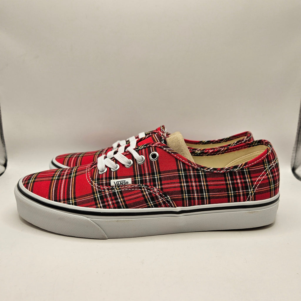 VANS MEN'S 10.5 AUTHENTIC LOW TOP SNEAKER PLAID RED NWOB
