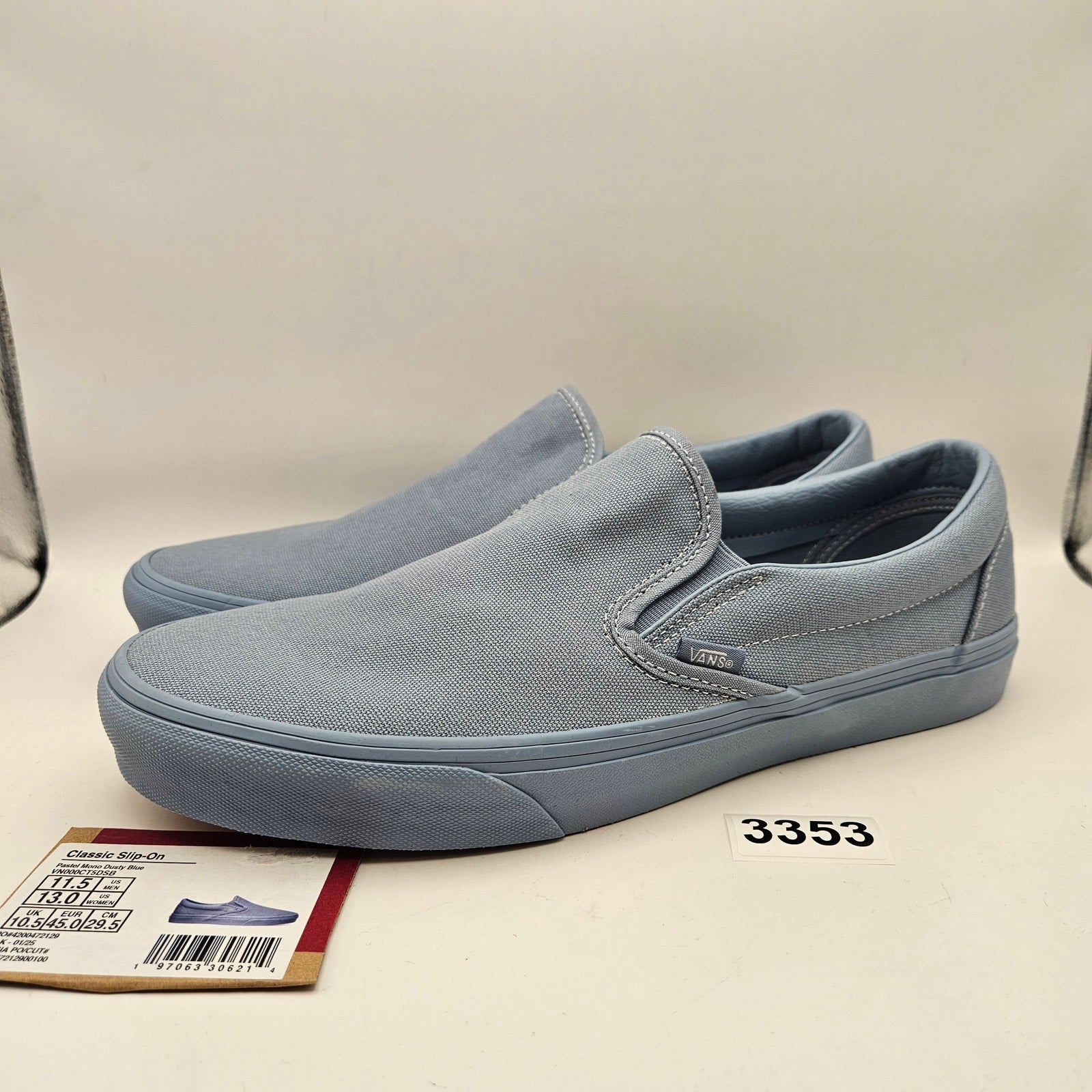 VANS MEN'S 11.5 CLASSIC SLIP ON PASTEL MONO DUSTY BLUE NWOB