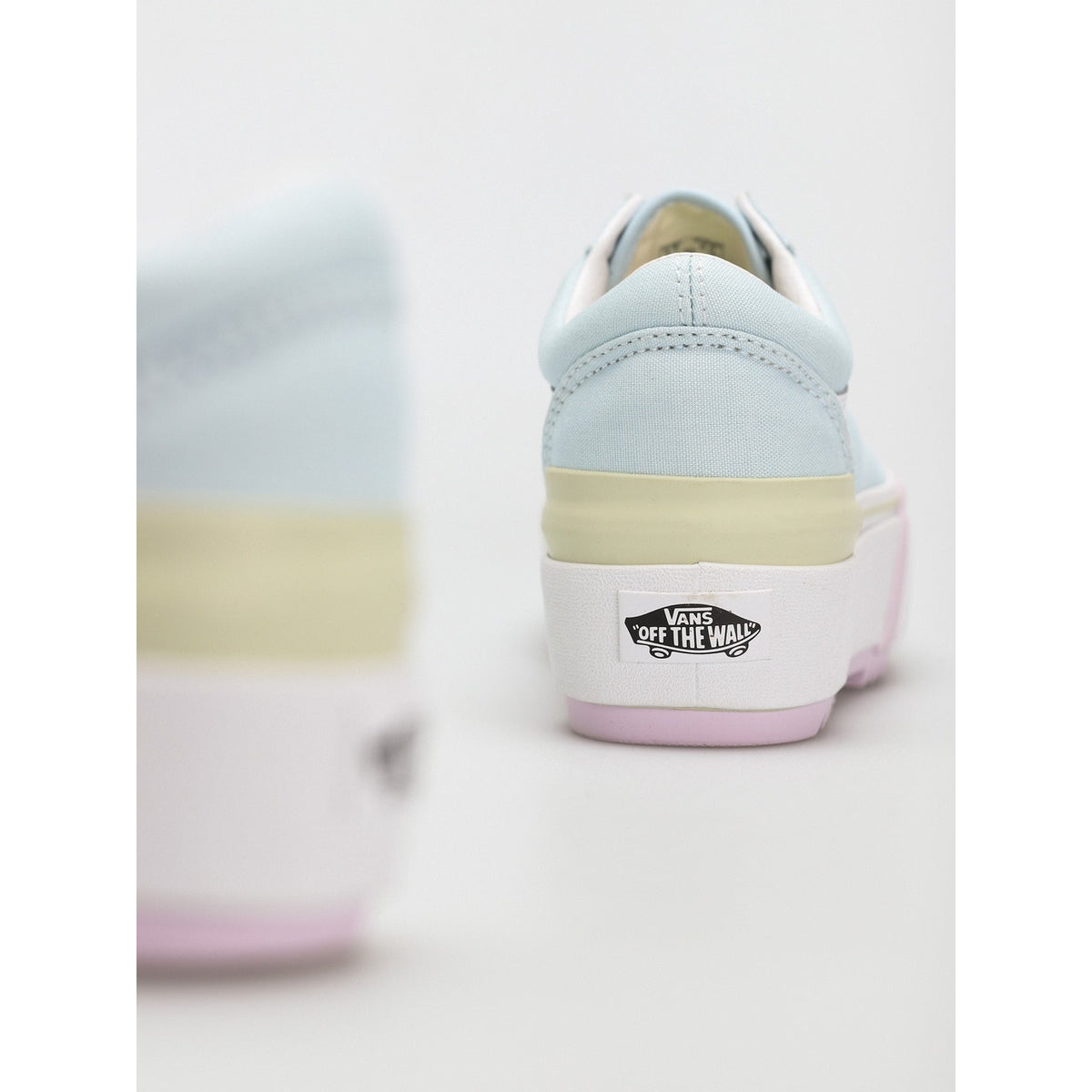 VANS WOMEN'S 10 OLD SKOOL STACKED PLATFORM BLUE WHITE PINK NIB