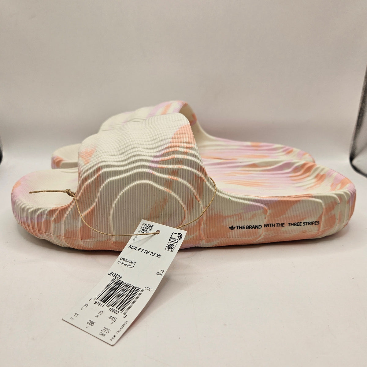 ADIDAS WOMEN'S 11 ADILETTE 22 SLIDE CREAM GLOW PINK JH9698