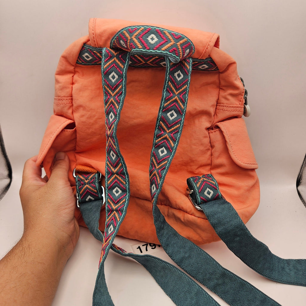 RARE KIPLING MINI BACKPACK PEACH W/ CHIMP ATTACHED GOOD CONDITION