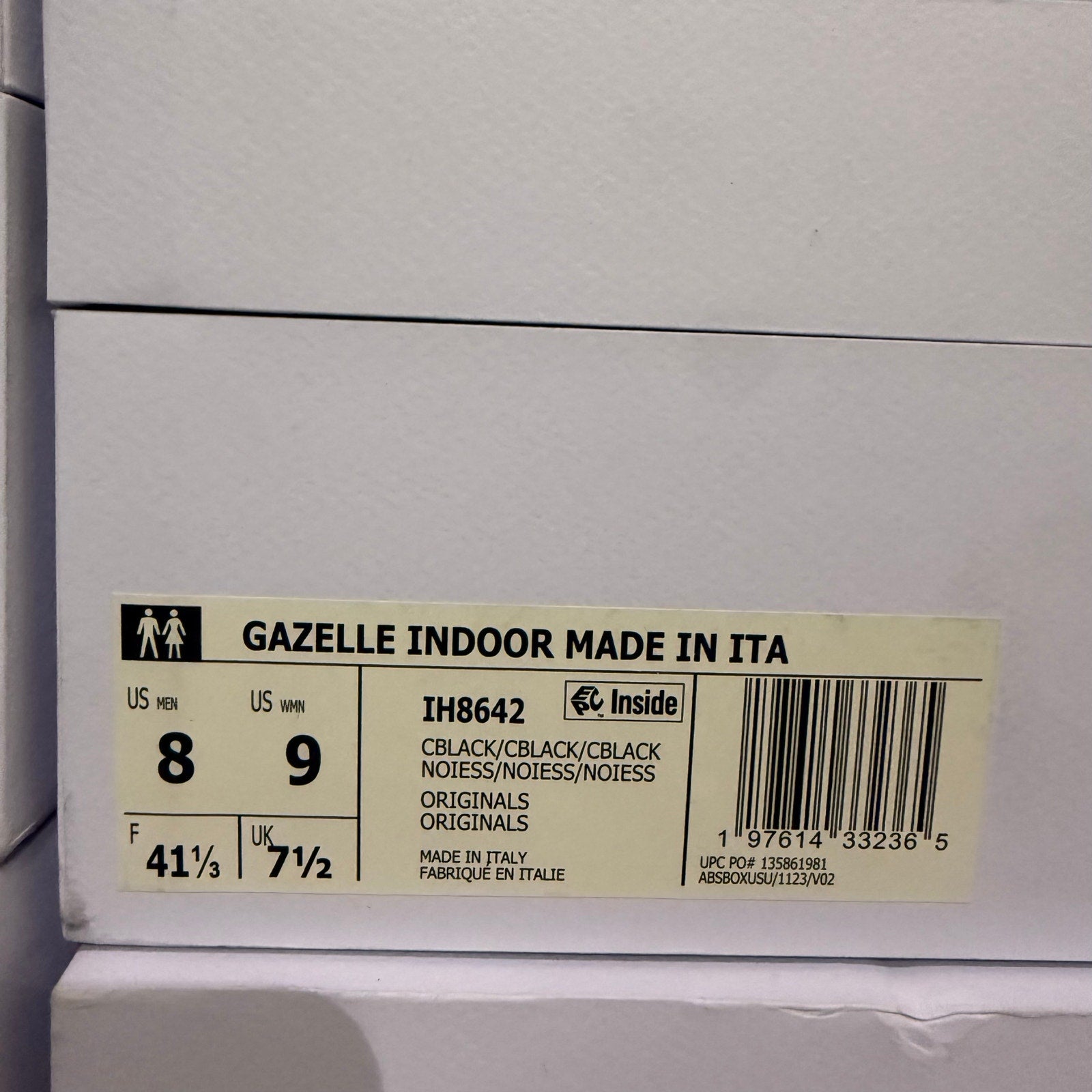 ADIDAS MADE IN ITALY MEN'S 8 PREMIUM GAZELLE INDOOR BLACK LEATHER IH8642