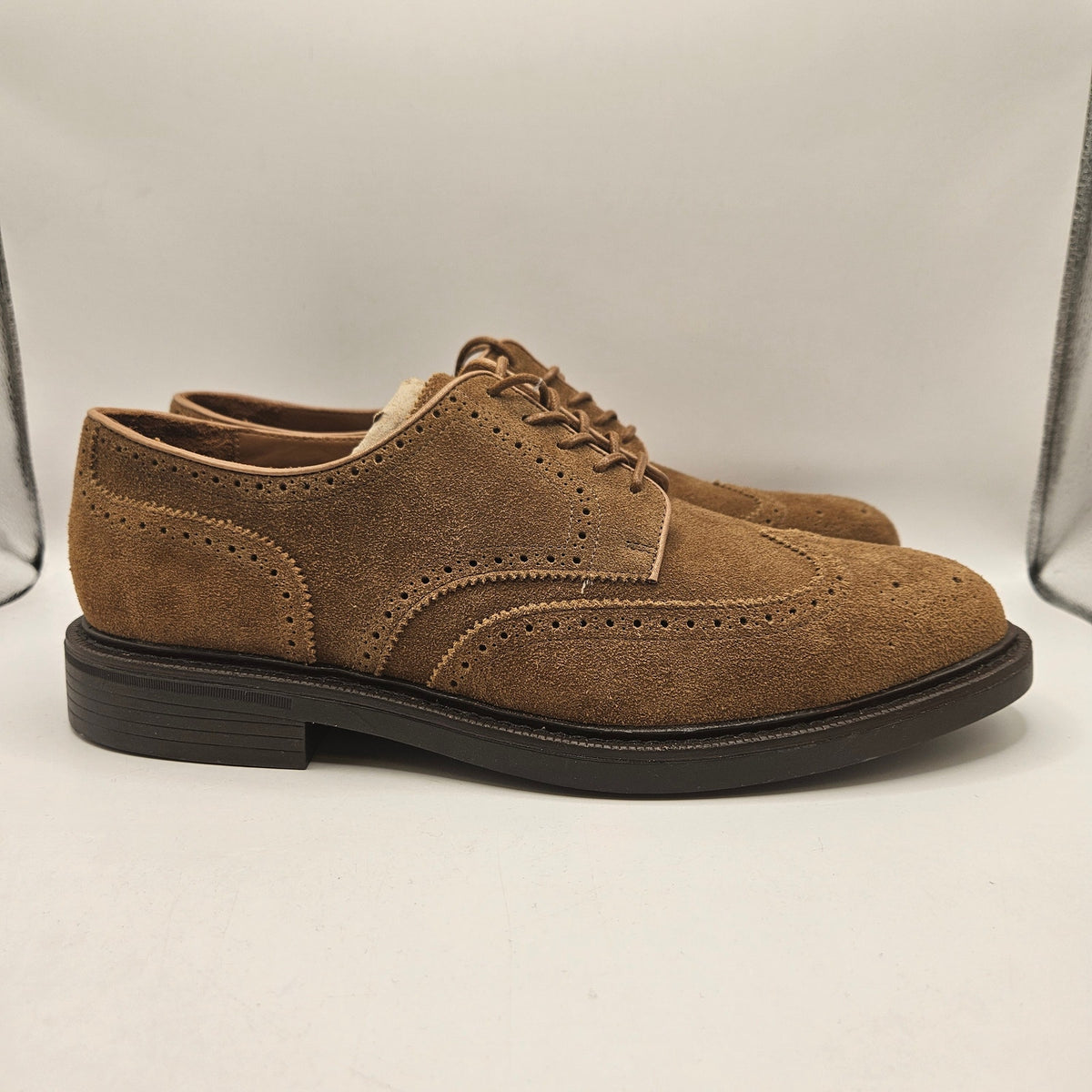 POLO RALPH LAUREN MEN'S 10 ASHER WINGTIP SUEDE BROWN OXFORD DRESS 17623 NWOB