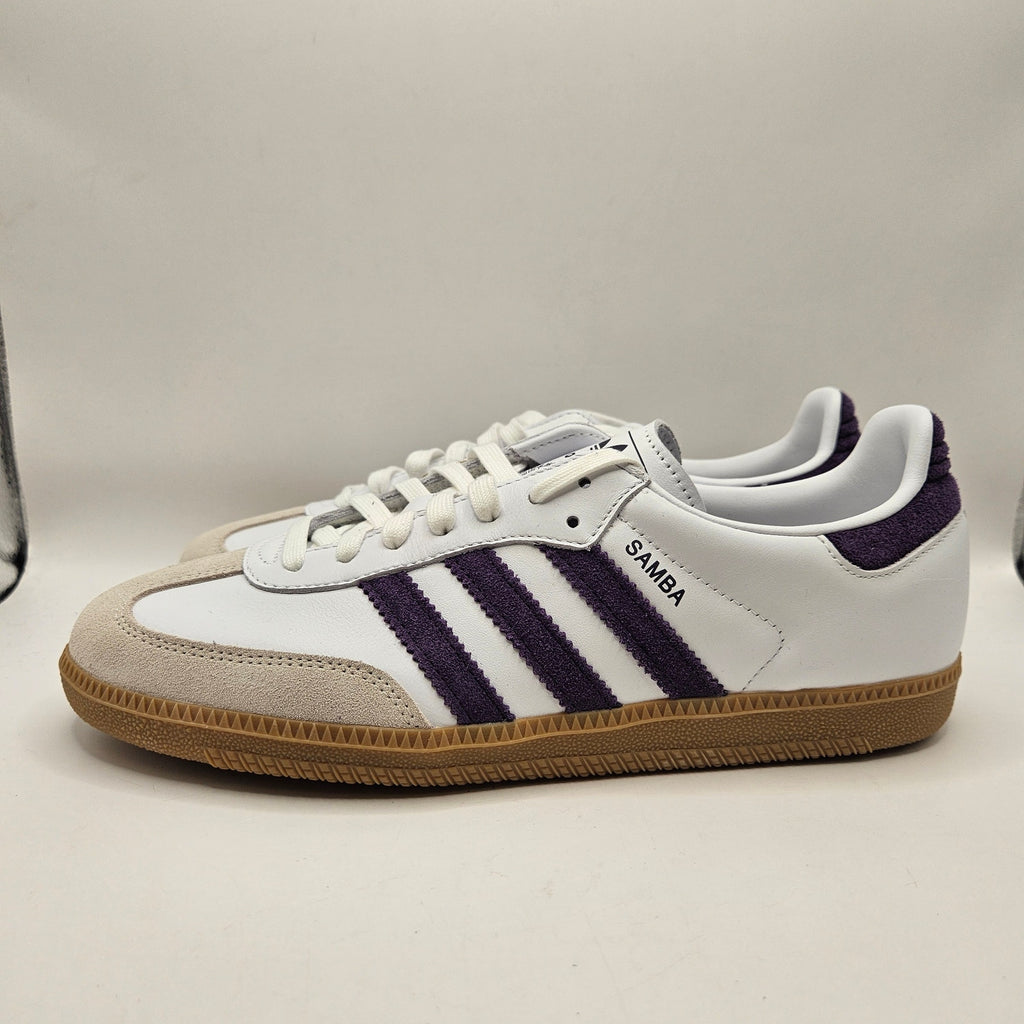 ADIDAS ORIGINALS WOMEN'S 10 SAMBA OG WHITE ALUMINA AURORA PLUM NWOB JS1392