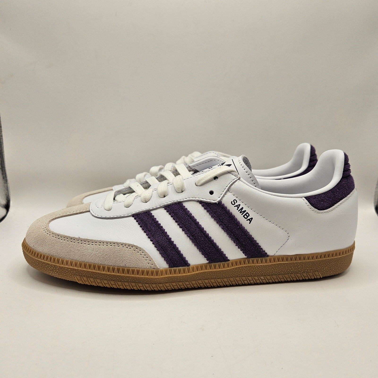 ADIDAS ORIGINALS WOMEN'S 10 SAMBA OG WHITE ALUMINA AURORA PLUM NWOB JS1392