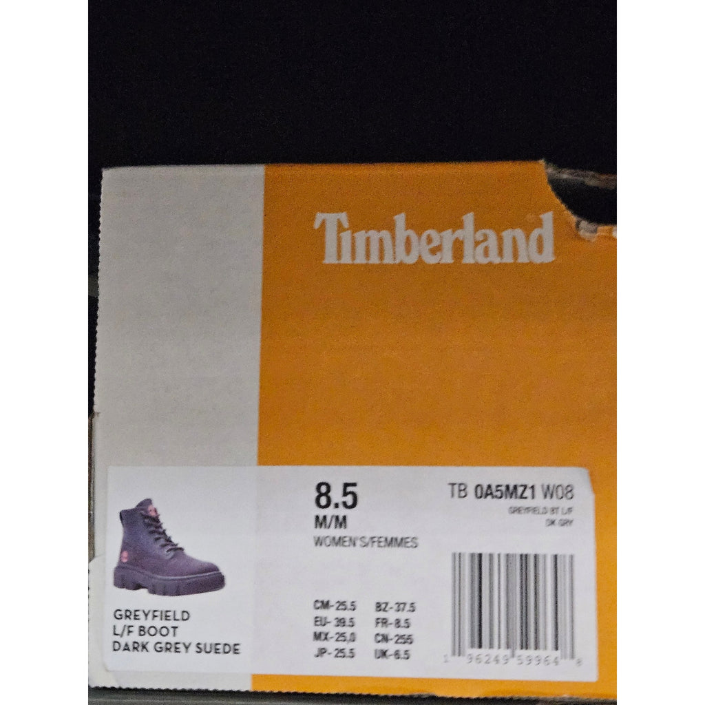 TIMBERLAND WOMEN'S 8.5 GREYFIELD L/F BOOT DARK GREY SUEDE NIB TB0A5MZ1W08