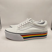 VANS M8 W9.5 OLD SKOOL STAC PRIDE RAINBOW WHITE STACKED SNEAKER SHOES NWOB