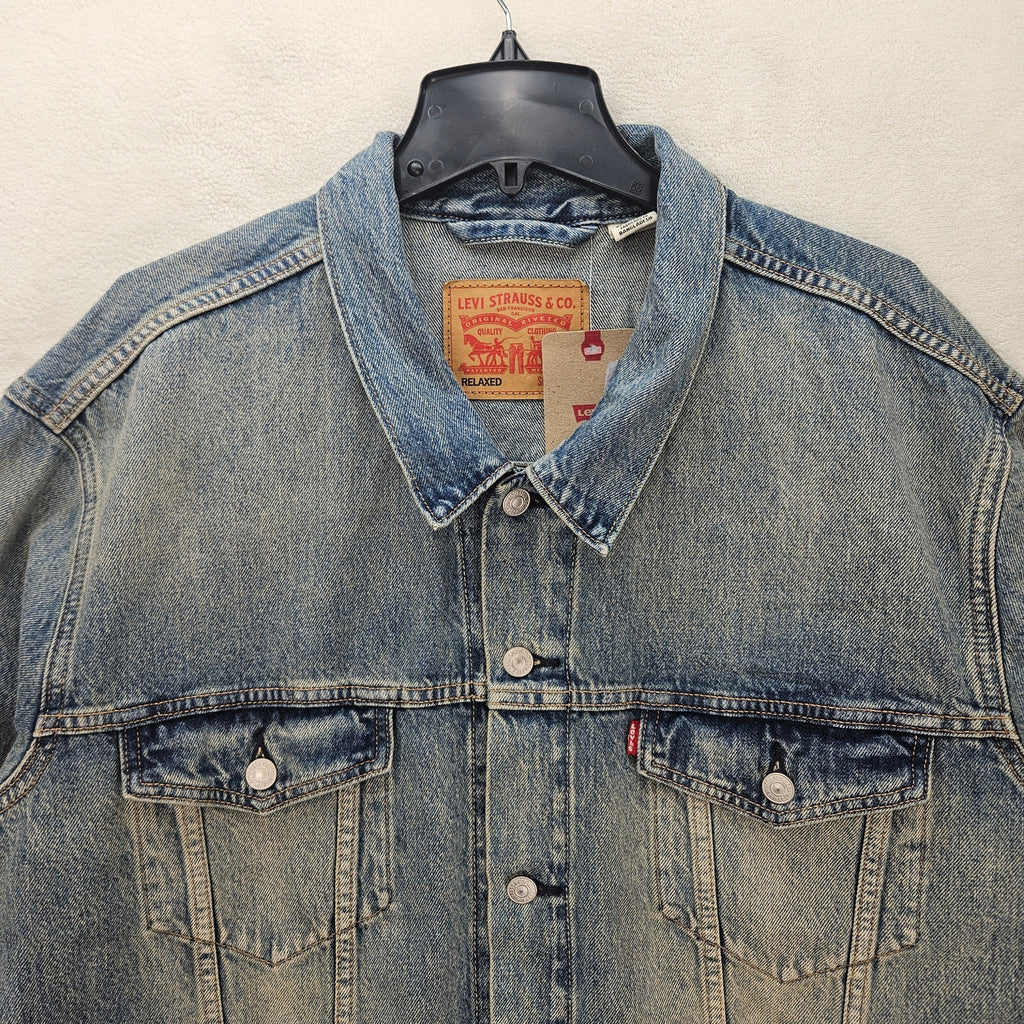 LEVI'S MEN'S XXL RELAXED FIT TYPE III TRUCKER JACKET MEDIUM LIGHT WORN WASH NWT