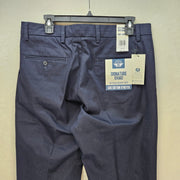 DOCKERS MEN'S 34X29 SIGNATURE LUX COTTON STRETCH KHAKI PANT CREASED NAVY