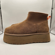 UGG WOMEN'S 10 MINI DIPPER CLASSIC SUEDE PLATFORM BOOTS CHESTNUT 1168170 NWOB