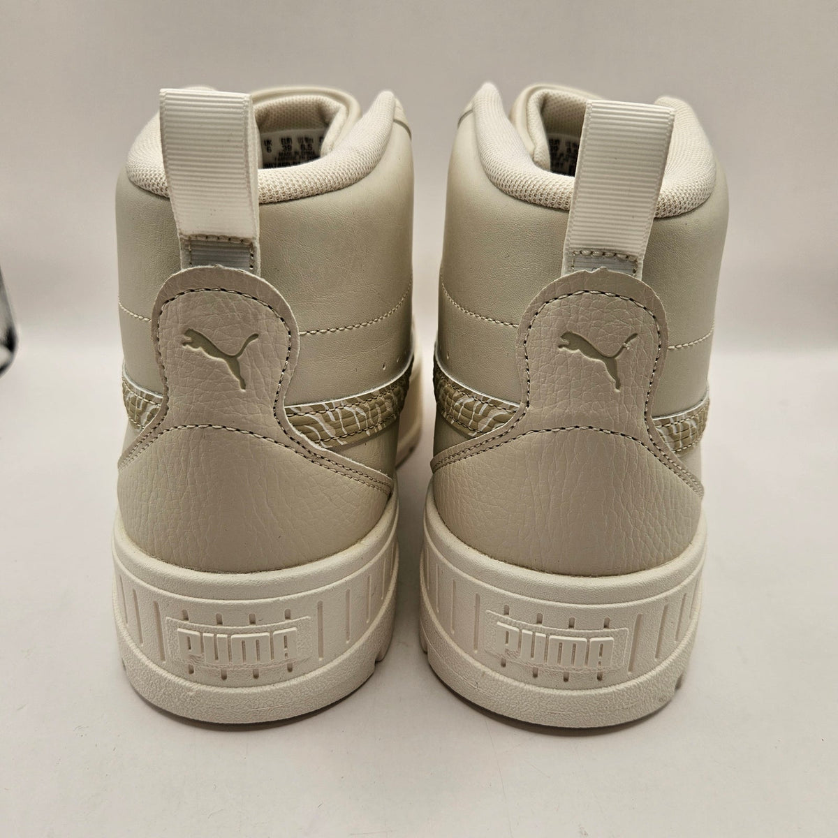 PUMA WOMEN'S 8.5 KARMEN II MID ANIMAL FEVER SNEAKERS WHITE PUMA GOLD 397460-01