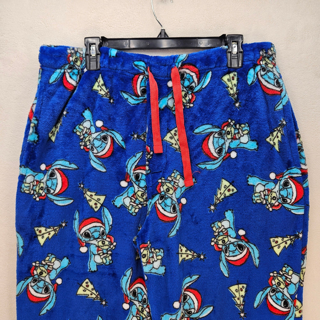 LILO STITCH CHRISTMAS SLEEPWEAR LARGE FLEECE PAJAMA PANTS BLUE NWOT