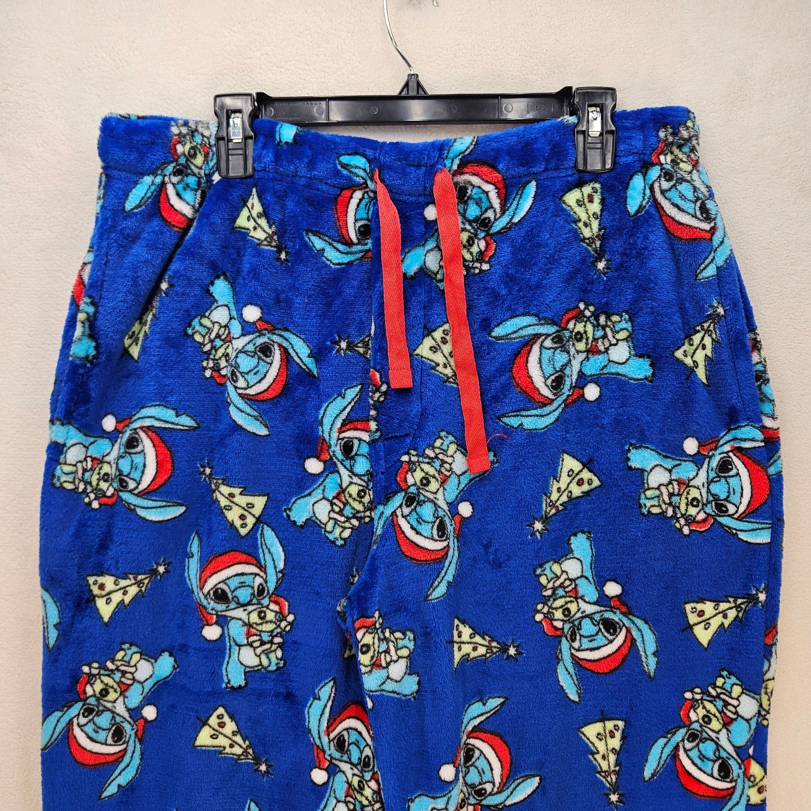 LILO STITCH CHRISTMAS SLEEPWEAR LARGE FLEECE PAJAMA PANTS BLUE NWOT