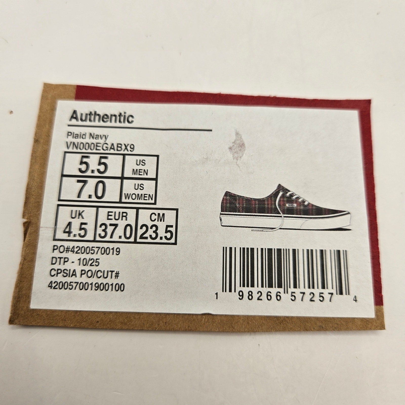 VANS WOMEN'S 7 AUTHENTIC LOW TOP SNEAKER PLAID NAVY NIB VN000EGABX9