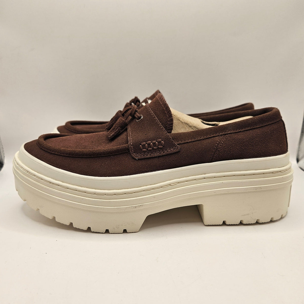 CONVERSE WOMEN'S 10.5 ALL STAR LUGGED HEEL LOAFER PLATFORM BROWN SUEDE A15552C