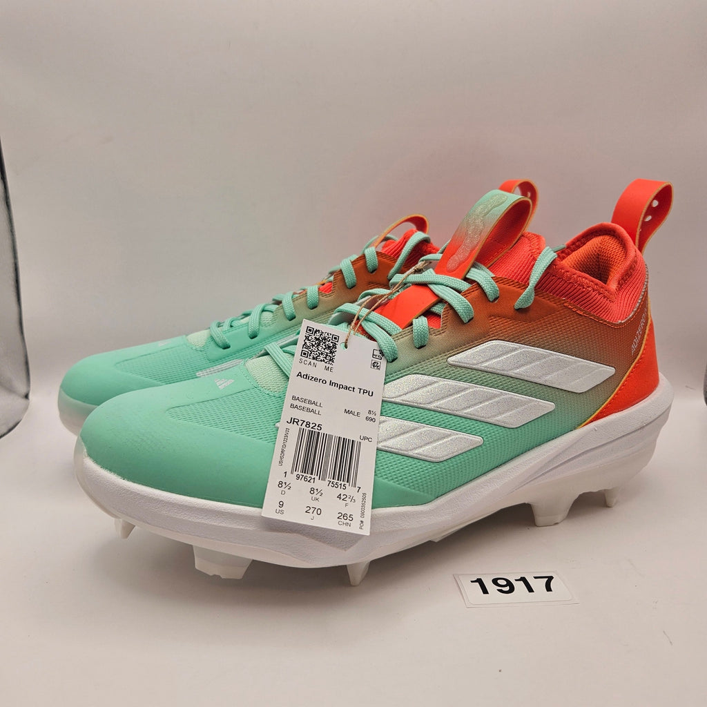ADIDAS MEN'S 9 ADIZERO TPU CANDY BASEBALL SNEAKER IMPACT ORANGE WHITE NWOB