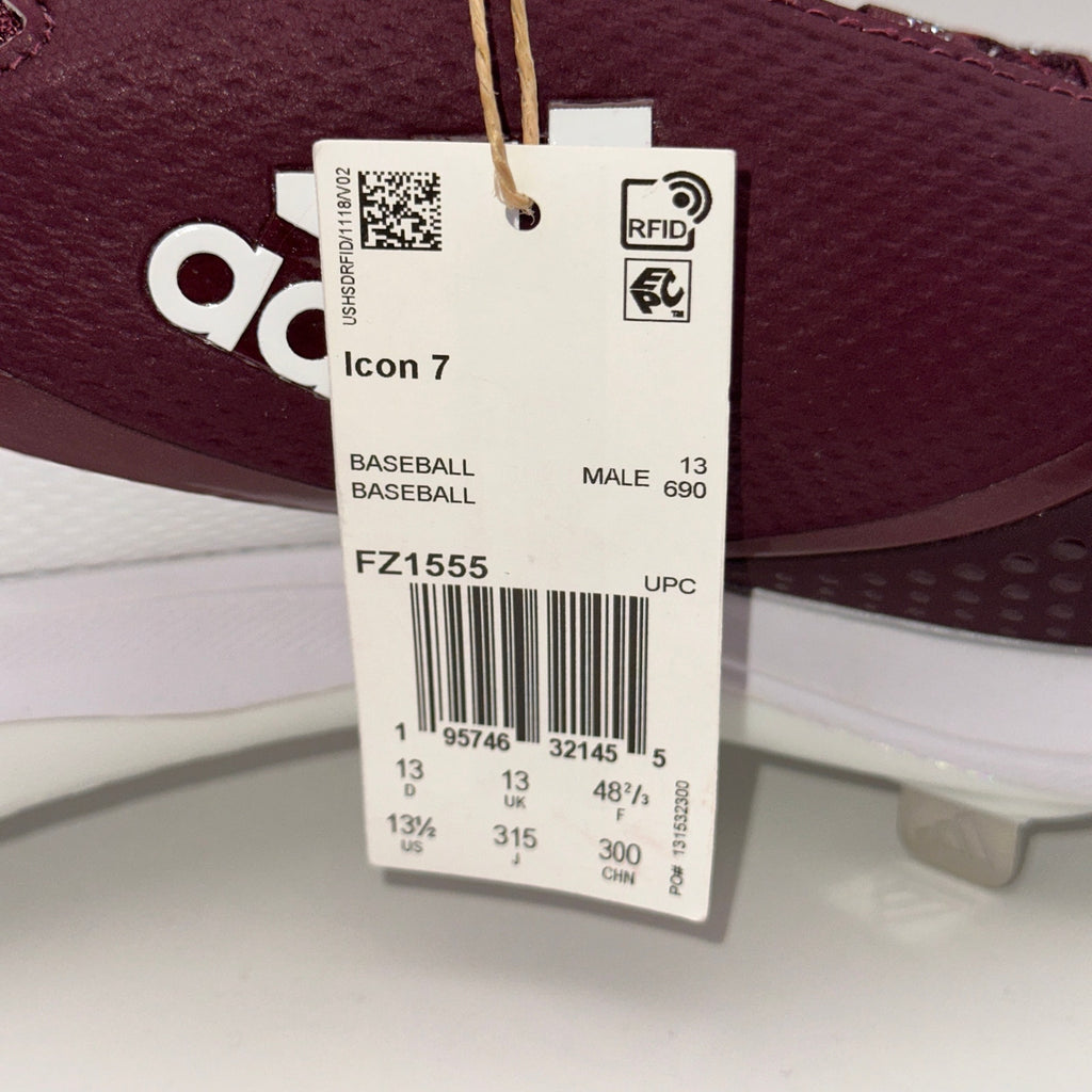 Adidas Icon 7 Mens 13.5 Maroon Baseball Metal Cleats FZ1555