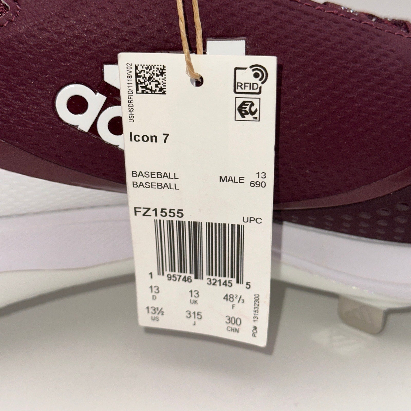 Adidas Icon 7 Mens 13.5 Maroon Baseball Metal Cleats FZ1555