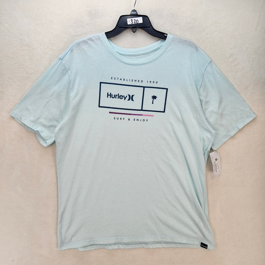 HURLEY MEN'S LARGE EVERYDAY WASH POP BARS LIGHT BLUE SS TSHIRT NWT