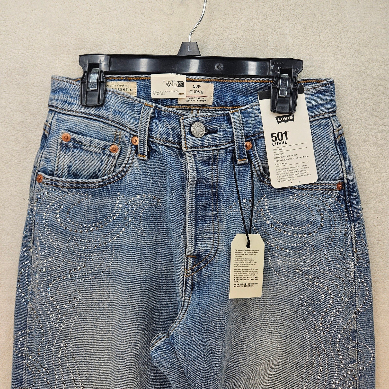 LEVI'S 501 X BEYONCE CURVE JEANS 26X30 WESTERN CRYSTAL NWT $150
