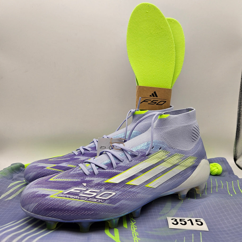 ADIDAS W8 F50 SPARKFUSION ELITE MID FG SOCCER CLEATS JH7648 PURPLE NWOB
