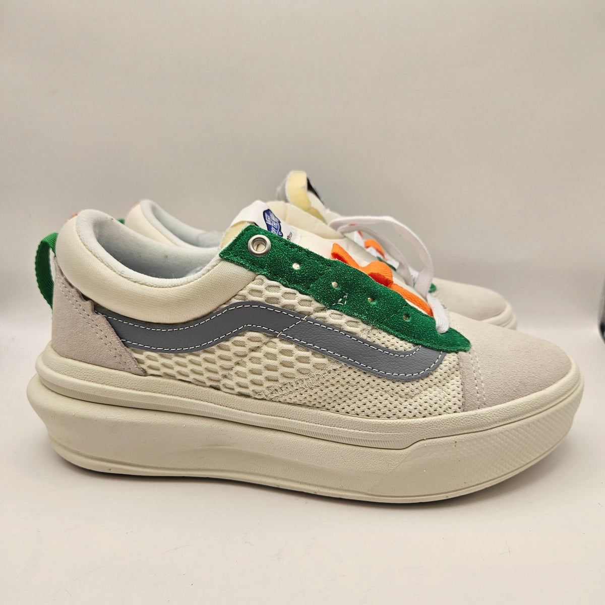 VANS WOMEN'S 7.5 OLD SKOOL HEAD SPACE COMFYCUSH WHITE GREEN ORANGE SNEAKER NWOB
