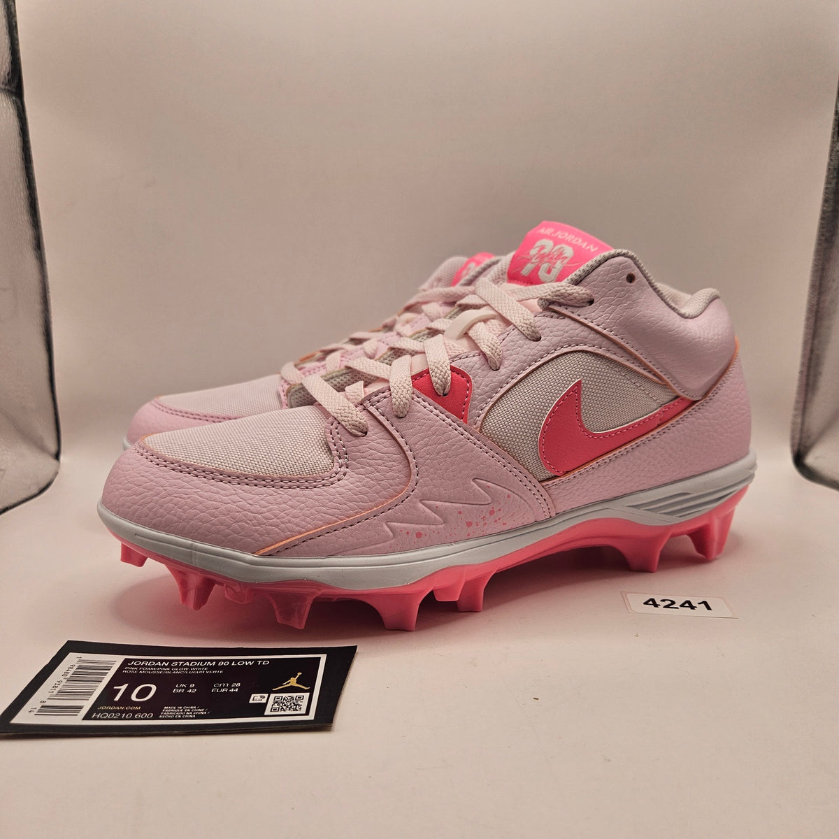 JORDAN MEN'S 10 STADIUM 90 LOW TD PINK WHITE FOOTBALL CLEATS HQ0210-600 NWOB