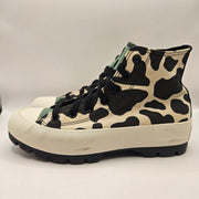 CONVERSE WOMEN'S 8 CHUCK TAYLOR ALL STAR LUGGED HIGH TOP COW PRINT BLACK WHITE