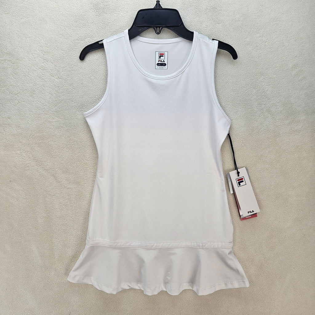 FILA GIRLS MEDIUM WHITE TENNIS DRESS NWT RHINESTONE LOGO TG018413