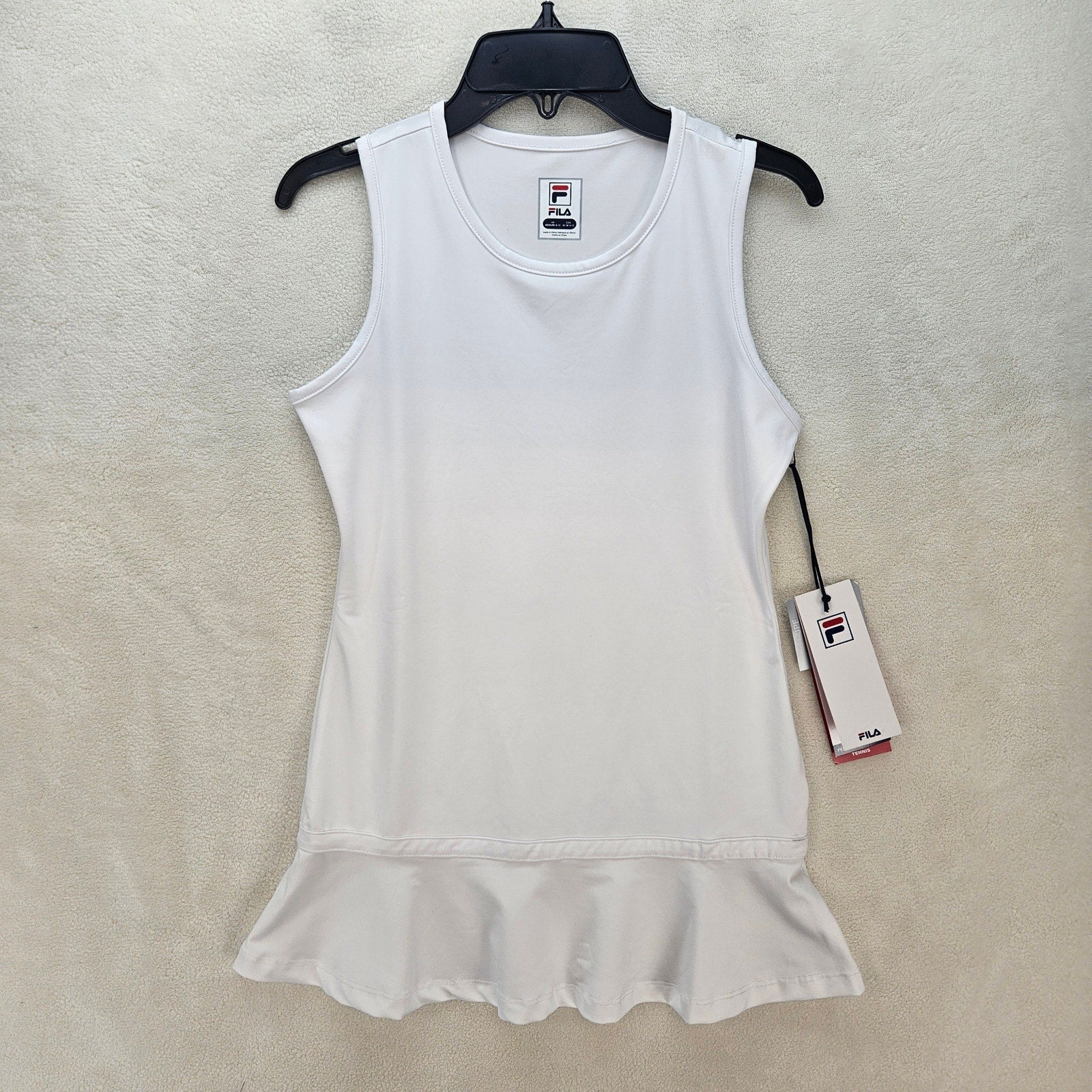 FILA GIRLS MEDIUM WHITE TENNIS DRESS NWT RHINESTONE LOGO TG018413