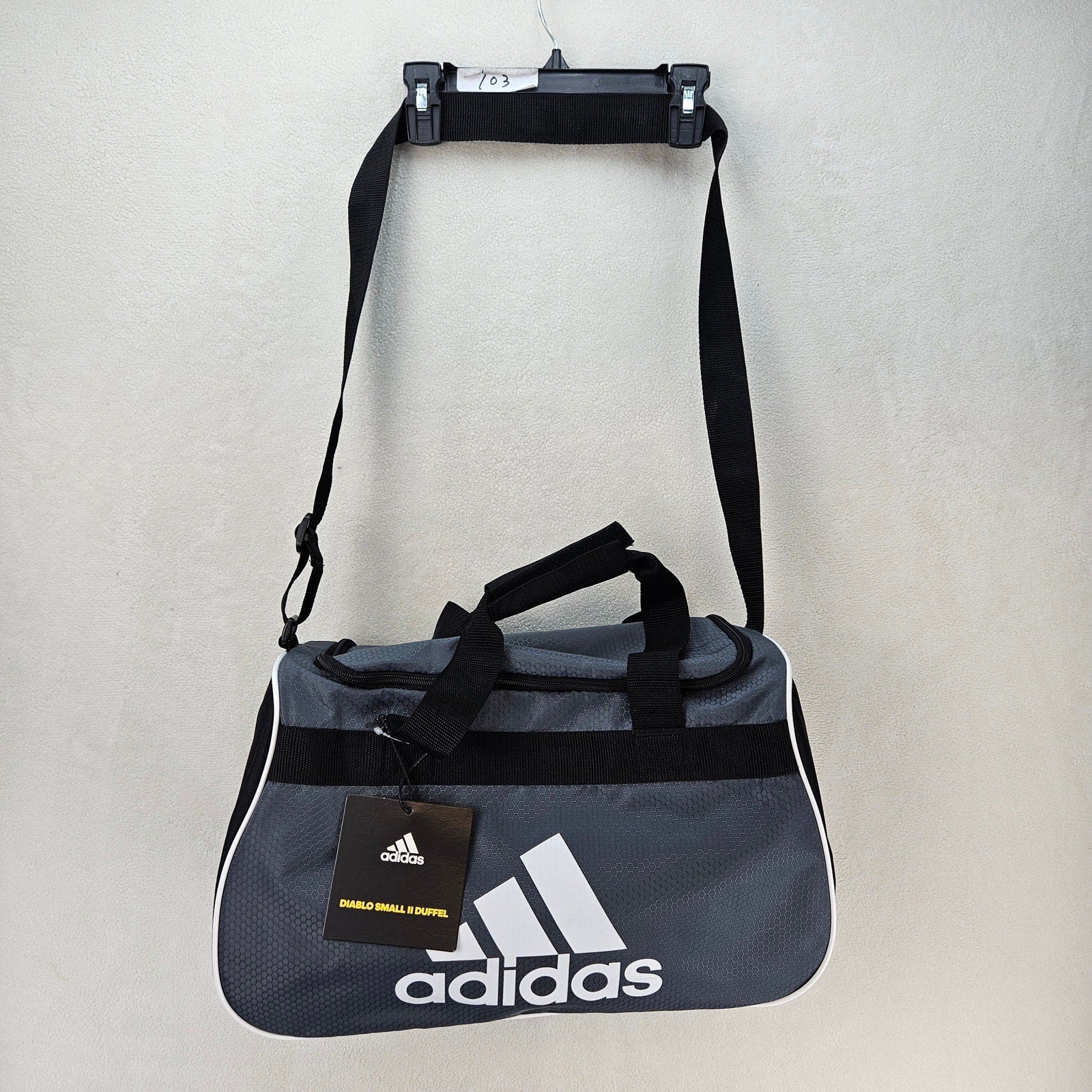 ADIDAS DIABLO SMALL II DUFFEL BAG ONIX GREY BLACK WHITE GYM TREVEL BAG NWT