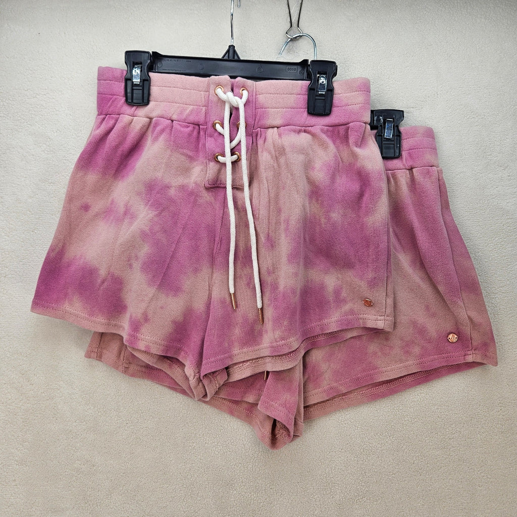 LOT OF 2 VOLCOM WOMEN'S SMALL PINK TIE DYE LIL FLEECE SHORTS NWT