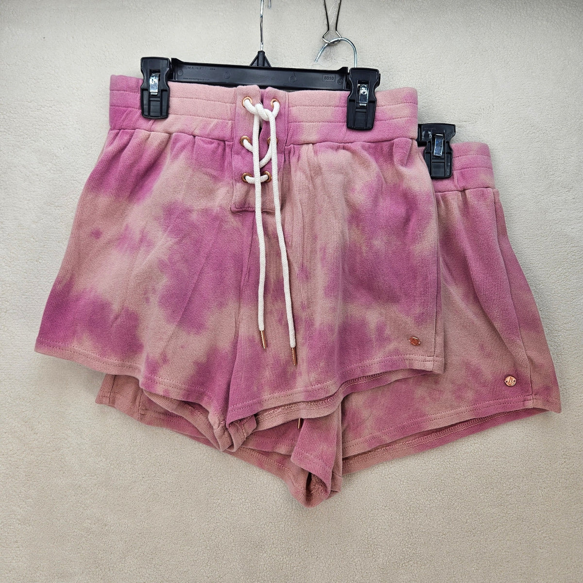 LOT OF 2 VOLCOM WOMEN'S SMALL PINK TIE DYE LIL FLEECE SHORTS NWT
