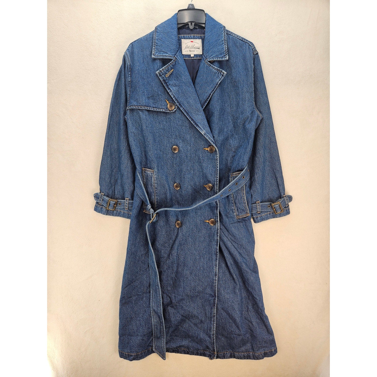 LEVIS WOMEN'S SMALL SPADE TRENCH COAT DARK WASH A89760001 NWT