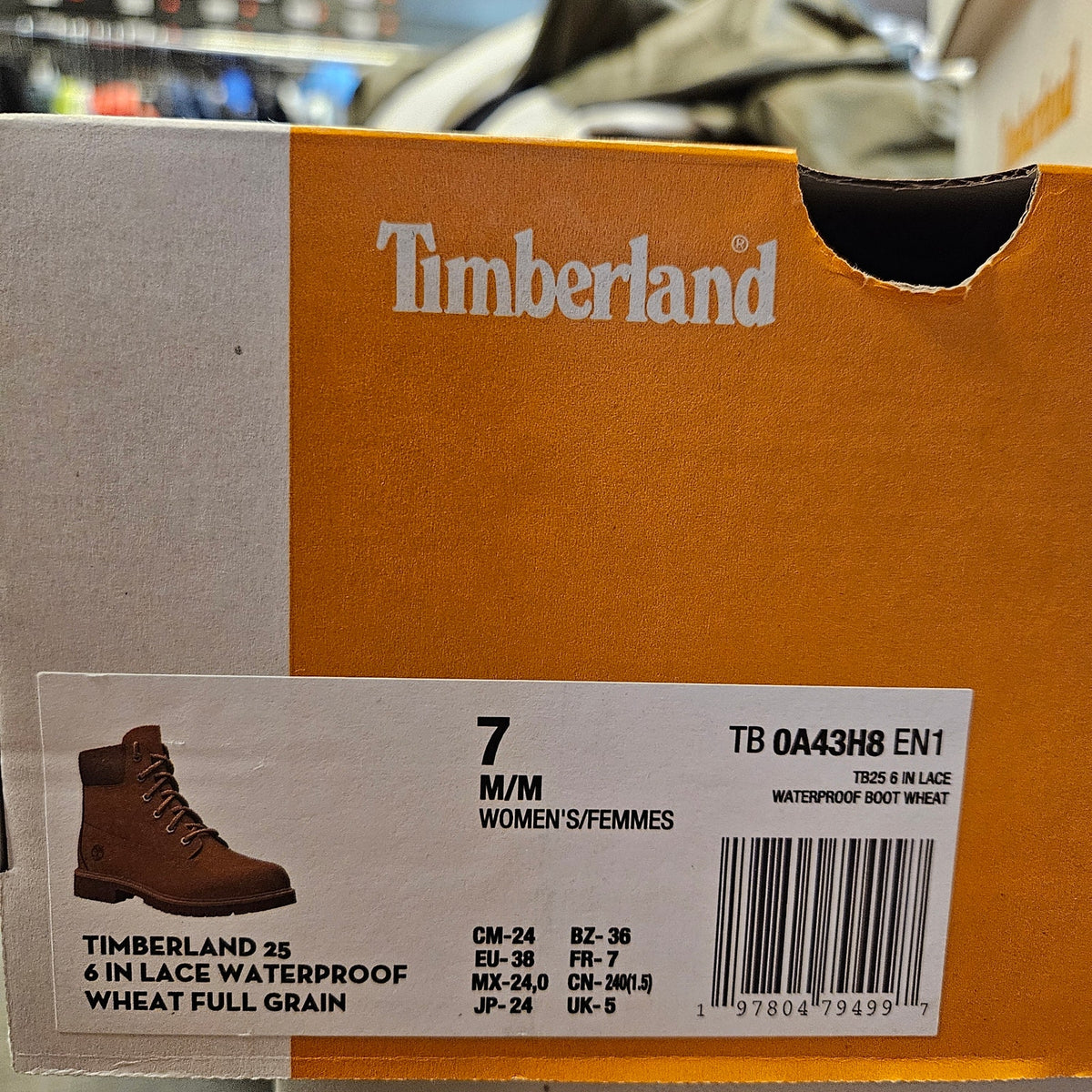TIMBERLAND WOMEN'S 7 PREMIUM 25 WP 6 INCH LACE UP WP WHEAT FULL GRAIN BOOT