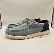 HEY DUDE MEN'S 10 WALLY FUNK BLOCK PRINT FADED DENIM SARGASSO BLUE 43120-4UH
