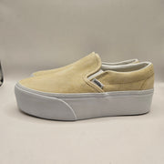 VANS WOMEN'S 6.5 SLIP ON PLATFORM PALE YELLOW SUEDE LO TOP SNEAKER NWOB