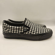 VANS WOMEN'S 8 SLIP ON BLACK WHITE HOUNDSTOOTH LOW TOP SNEAKERS NWOB