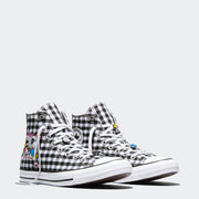 CONVERSE WOMEN'S 8 X SANRIO HELLO KITTY BLACK WHITE PLAID CTAS NIB A17697C
