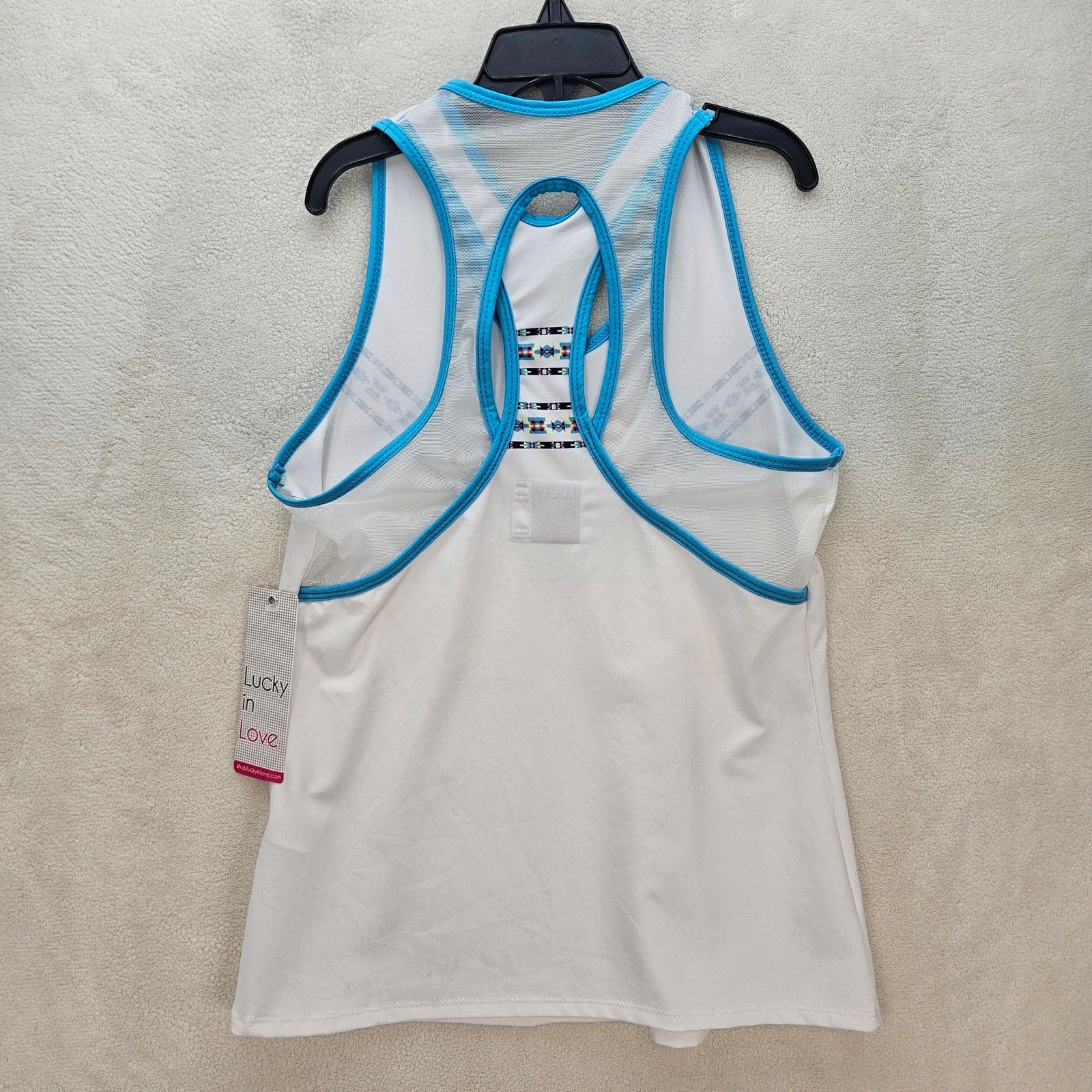 LUCKY IN LOVE WOMEN'S XS MULTICOLOR FITTED TANK TOP TENNIS WHITE NWT