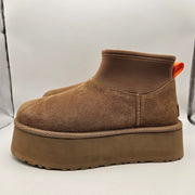 UGG WOMEN'S 9 PLATFORM MINI BOOTS BROWN SUEDE ULTRA MINI 1168170 NWOB