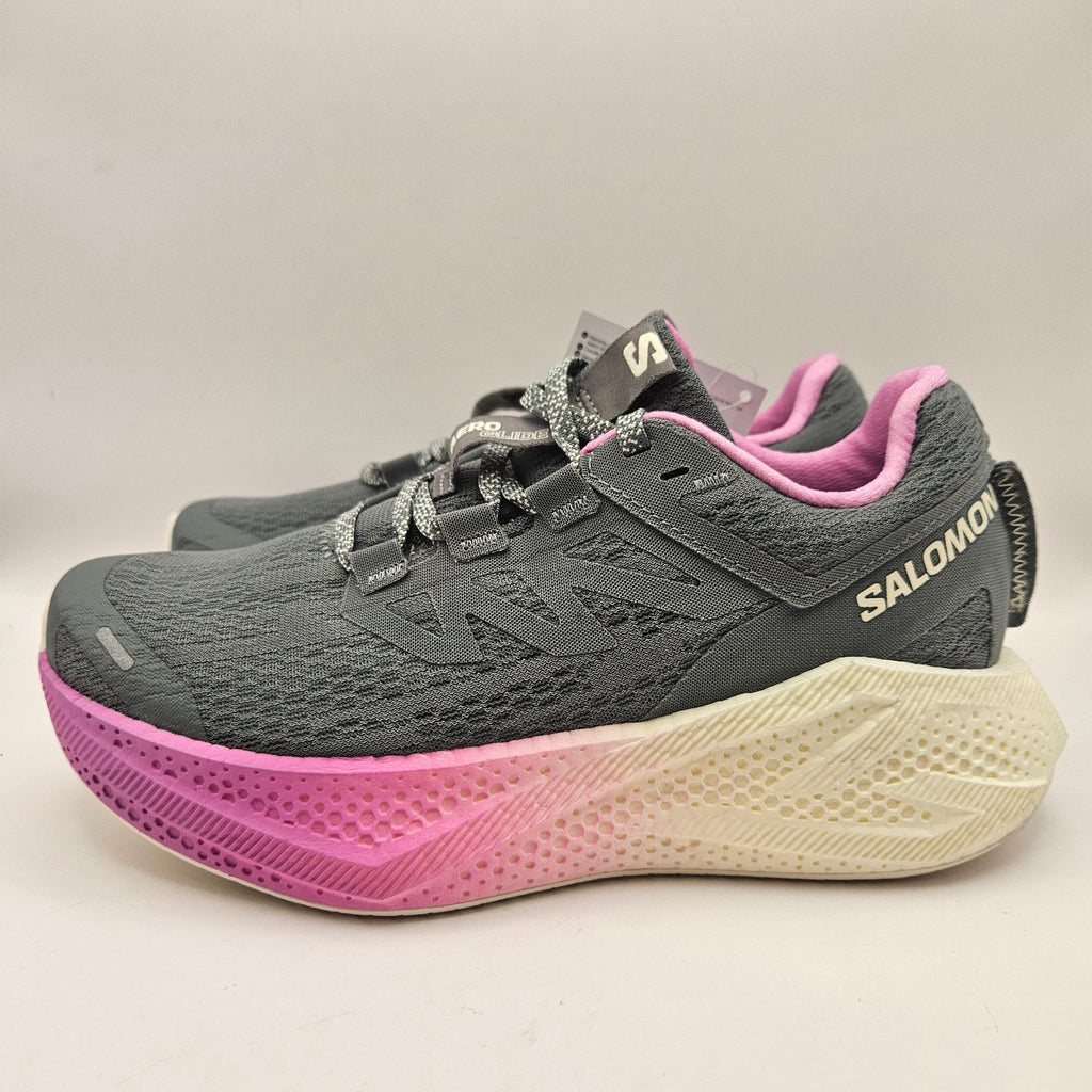 SALOMON WOMEN'S 6 AERO GLIDE 3 W GREY PINK VANILLA ICE RUNNING SHOES NWOB