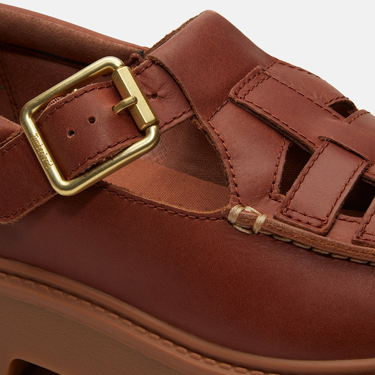 TIMBERLAND WOMEN'S 8 STONE STREET PLATFORM BUCKLE SHOE RUST FULL GRAIN LEATHER