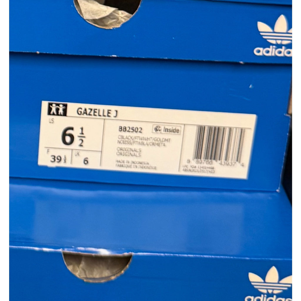 ADIDAS Original Kids' 6.5 CORE BLACK Gazelle Suede Black/White BB2502 NIB