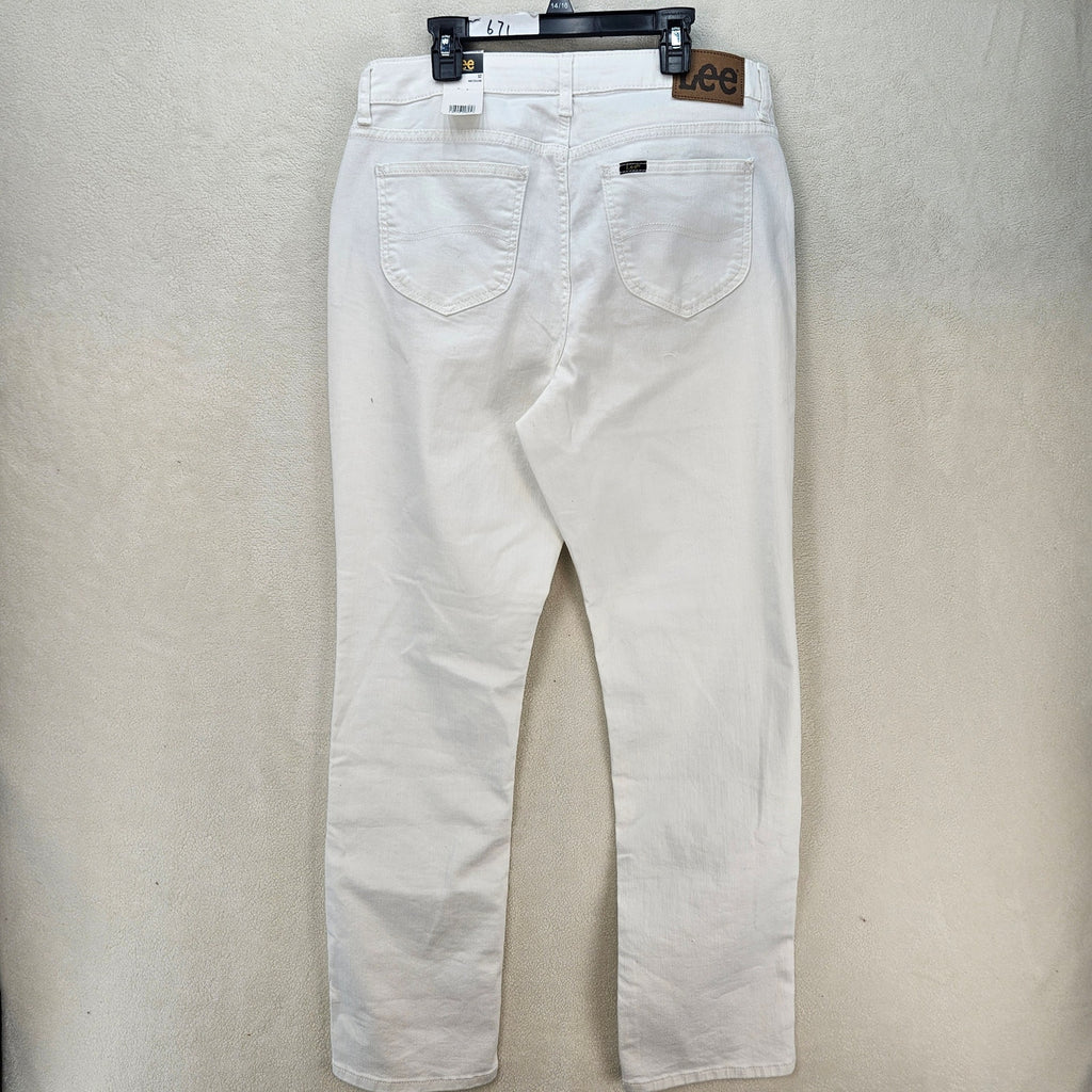 LEE WOMEN'S 12 MEDIUM WHITE CLASSIC FIT STRAIGHT LEG JEANS NWT